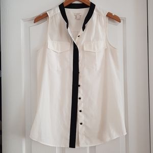 J. Crew White Sleeveless Button-up Blouse